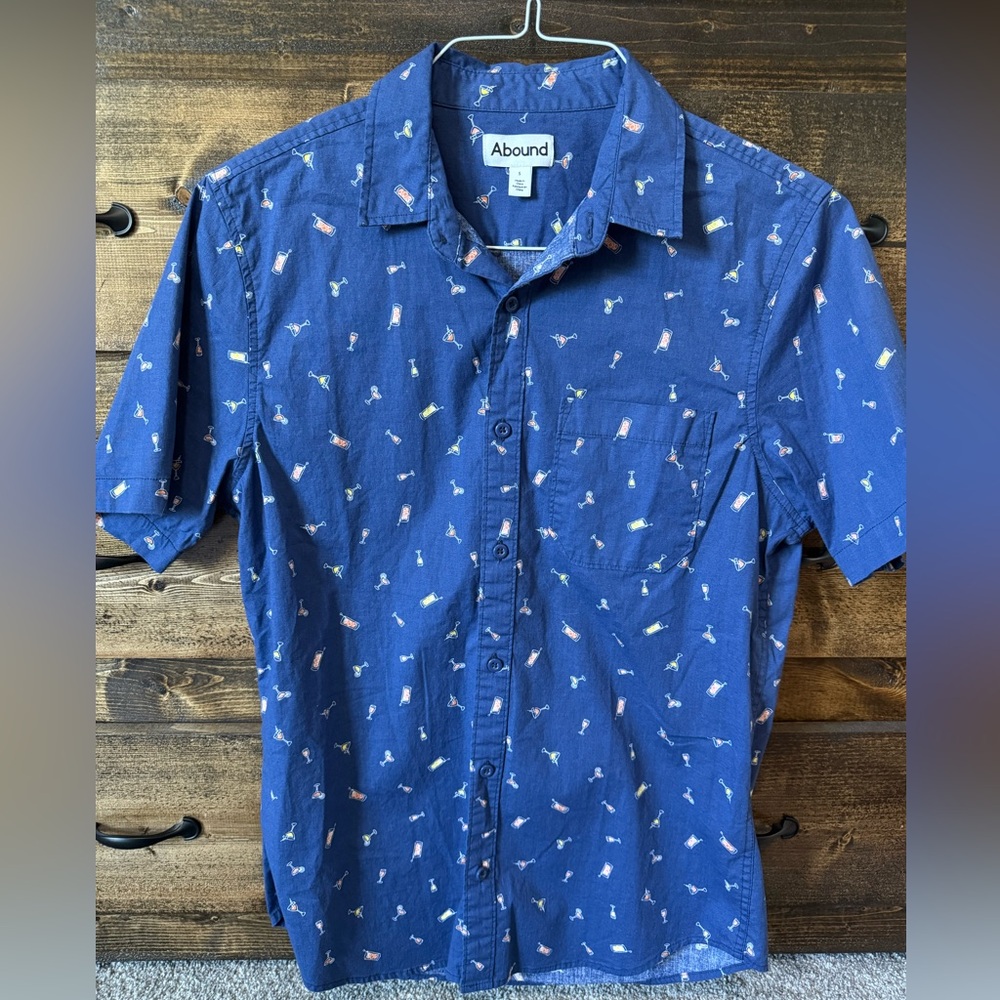 Abound Blue Casual Button Down Shirt with Nautical Print